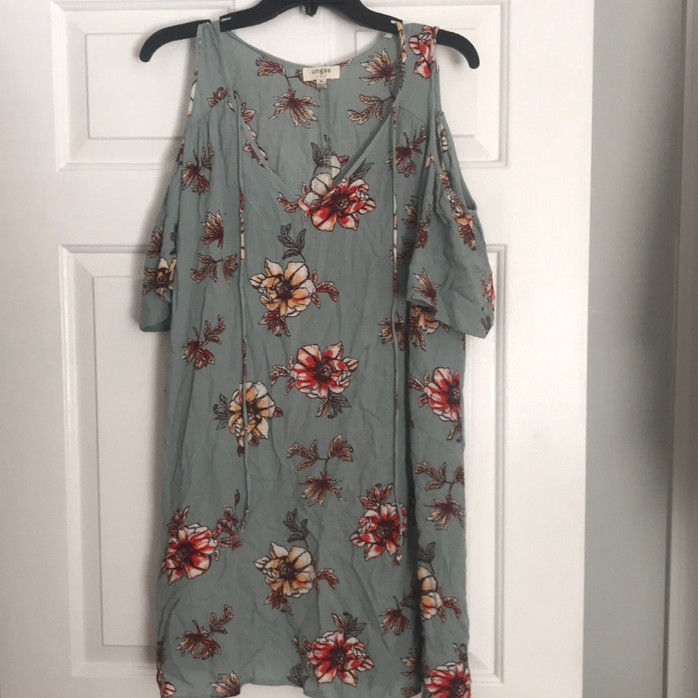 Umgee cold shoulder dress with front tie